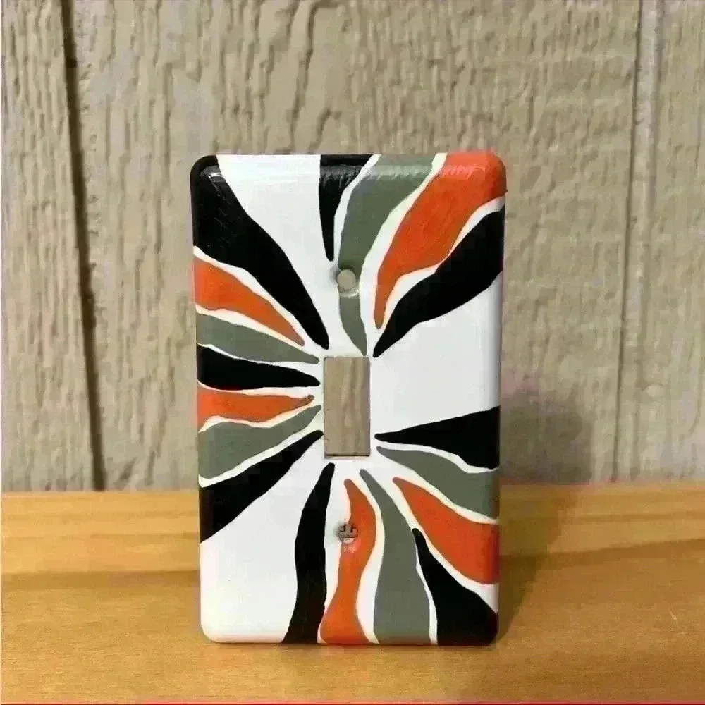 Hand Painted Ceramic Stripes Light Switch Cover Plate